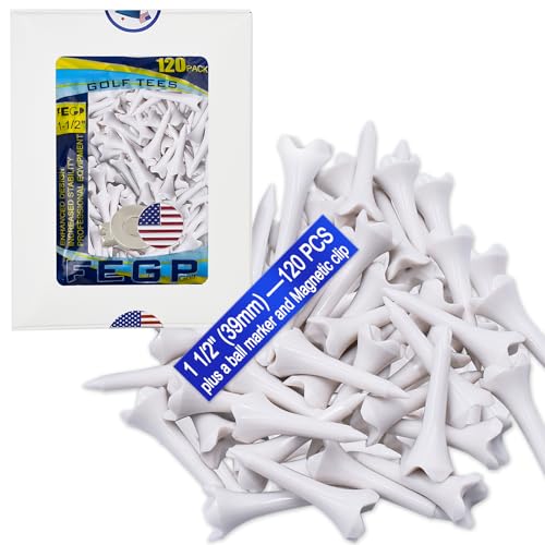 FEGP GOLF 1.5 Inch Plastic Golf Tees 120-Pack Short Tees for Irons & Drivers
