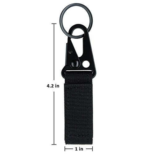 Tactical Gear Clip - Nylon Key Ring Holder & Belt Keeper - Black