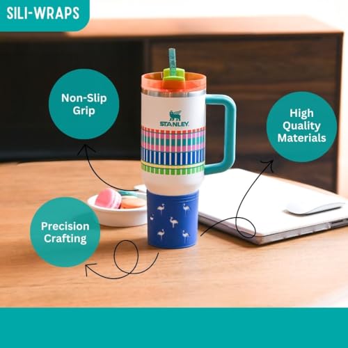 Flamingo Silicone Bottle Sleeve - Insulated, 40oz, Pink, Aqua