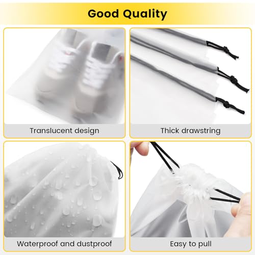 Large Travel Shoe Bags - 6 Pack Transparent Drawstring Storage Organizer
