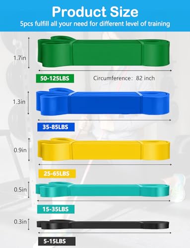 WSAKOUE Resistance Bands Set Blue & Green - Pull Up & Workout Exercise Bands for Men & Women