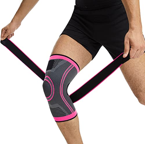 Knee Compression Sleeve with Straps for Men & Women - Small Pink