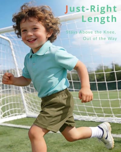 PUMYOON 3 Pack Toddler Boys Athletic Shorts - Kids Mesh Quick Dry Shorts, 5-6 Years, Dark Grey/Navy/Army Green