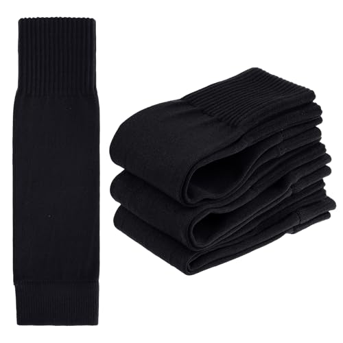 Kids Soccer Socks Leg Sleeves - 3 Pairs for Youth Boys & Girls - Black