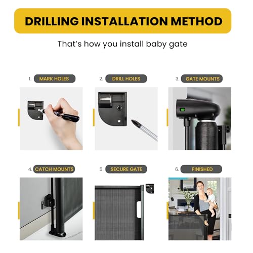 Retractable Baby Gates | Baby Gate for Stairs | Dog Gates for Doorways | Retractable Gates for Dogs 33" Tall, Extends up to 55" Wide | Dog Fence Indoor