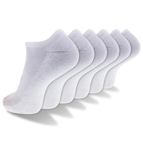 New Balance Unisex Performance Cushioned No Show Socks – 6 Pairs, Medium / White