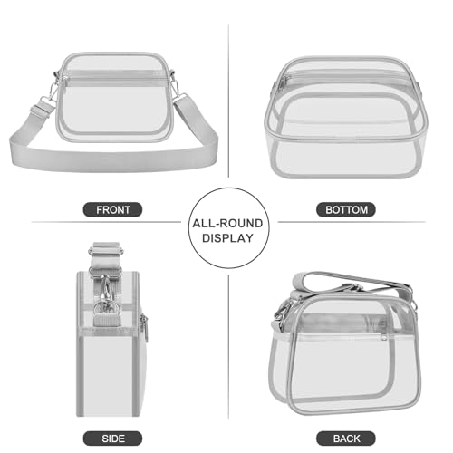 USPECLARE Large Silver Clear Stadium Bag for Sports Events Fan Purse
