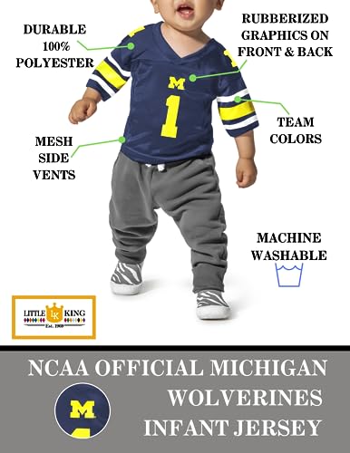 Little King NCAA Infant Touchdown Pass Team Football Jersey Michigan Wolverines Navy 18 Months
