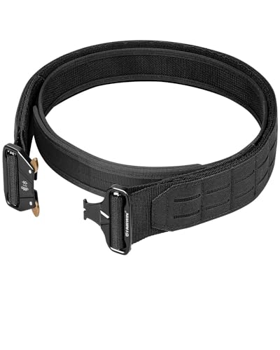 FAIRWIN Tactical Battle Belt with Quick Release Buckle, 2-Inch Molle Combat Belt, Law Enforcement Duty Belt for Men, Black, Waist 30-36 inches