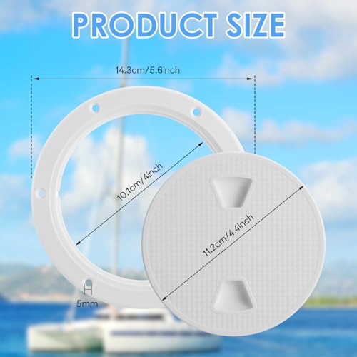 4 Pack 4-Inch Boat Hatch Circular Non-Slip Inspection Hatch Covers with 24 Screws