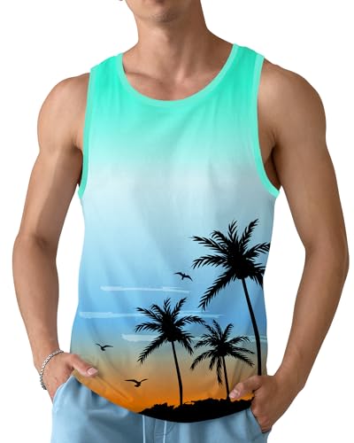 Mens Beach Tank Tops Sleeveless Shirts for Men Summer American Flag