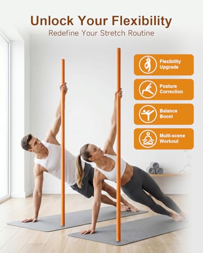 5FT Detachable Stretching Stick - Purple Mobility Stick for Yoga & Pilates