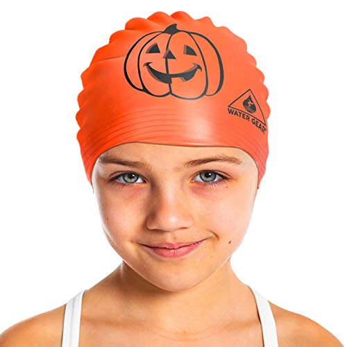Latex Swim Cap for Long Hair - Waterproof Swimming Accessory - Pumpkin