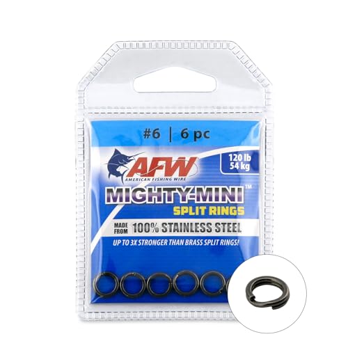 Mighty Mini Fishing Split Rings - Gunmetal Black, #6, 120 lb Test, 6 pcs