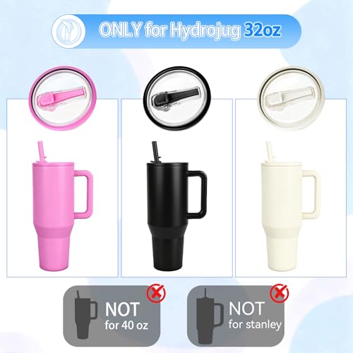 Tatamy 32oz Cream Flip Straw Lid for HydroJug Traveler – Leak-Proof, BPA-Free, Dishwasher Safe (2 Lids + 4 Straws)