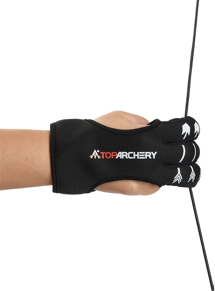 TOPARCHERY Archery Arm Guard & Finger Tab Gloves, Leather Arm Protector Adjustable Protective 4-Strap Accessory Lightweight for Hunting Target Shooting (L)
