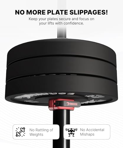 DMoose Fitness Magnetic Red 2-Inch Barbell Clips - Quick Release Collars, Secure Fit, Anti Slip Grip