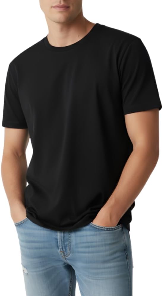 Skiennix Men's 100% Cotton Crew Neck T-Shirts - Premium Short Sleeve Casual Tees, Regular Fit