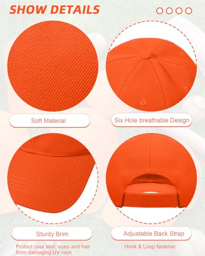 Handepo 24 Bulk Orange Baseball Caps Adjustable – 24 Pack