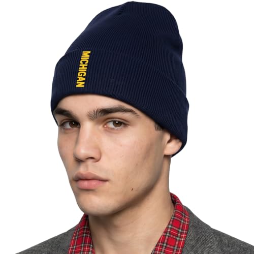 Michigan Navy Gold USA Cities Cuffed Beanie - Winter Knit Hat