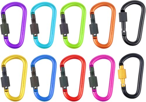 2.3-Inch Aluminum D-Ring Key Rings - Multicolored Carabiner Clips