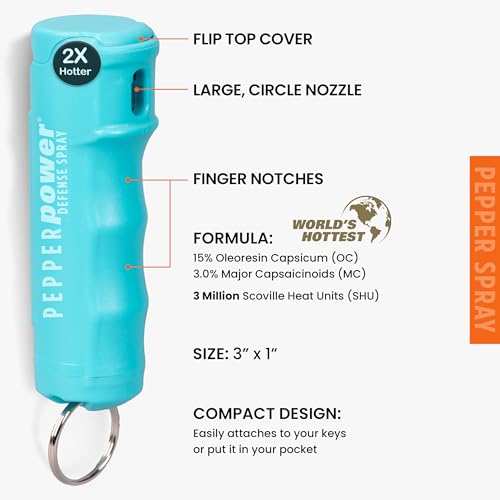 Pepper Spray Keychain - 0.4oz Teal Self Defense Spray
