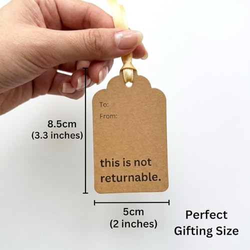 50Pcs Sarcastic Kraft Gift Tags with Golden Ribbon - Brown