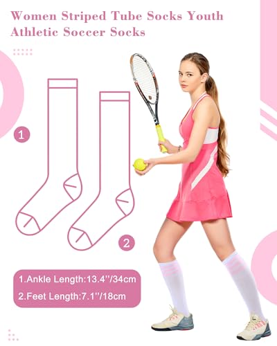 Classic Athletic Knee High Socks - Pink Triple Stripes
