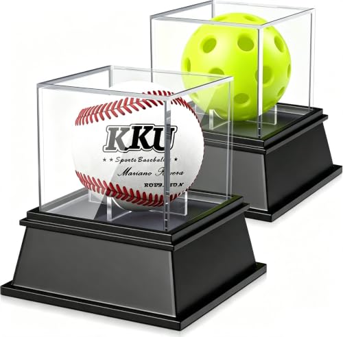 KKU Baseball Display Case 2 Pack - Official Size Acrylic Ball Holder with UV Protection for Memorabilia