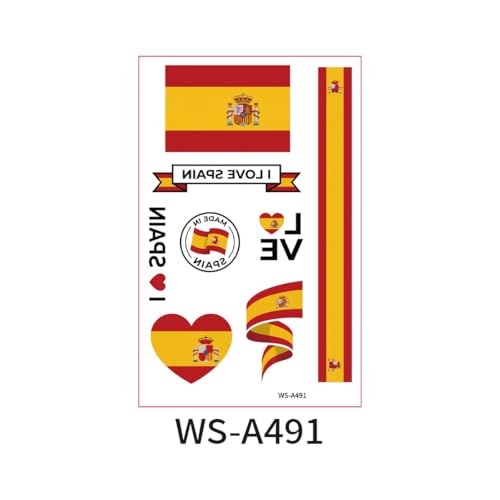 Spain Temporary Tattoos - Spanish Flag Face Stickers Style-2