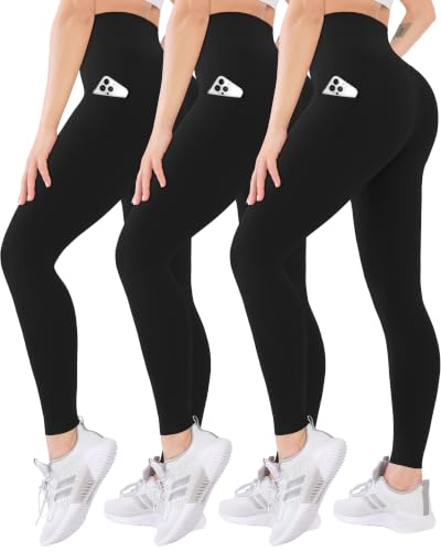High Waisted Leggings for Women with Pockets - Soft Tummy Control Active Pants for Yoga & Running
