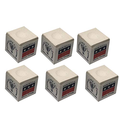 Billiard Pool Cue Chalk Set of 6 - Silver Cup