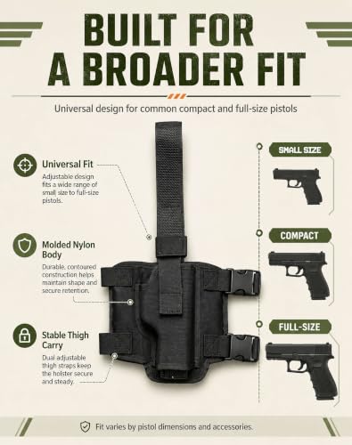 LOUBEI Drop Leg Holster for Pistols, Adjustable Thigh Carry Nylon Pistol Holster