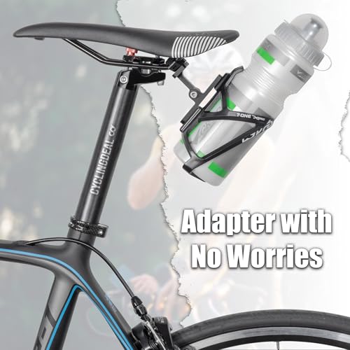 CyclingDeal Aluminium Saddle Rail Bottle Cage Mount Adapter for 1 Bottle Cage – Adjustable Angles, Road Use Only