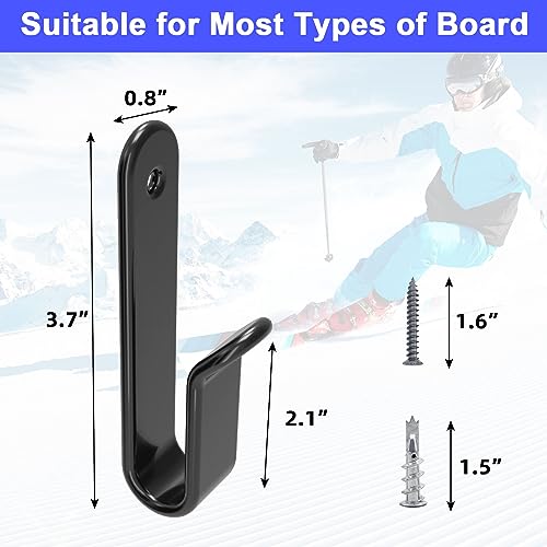 Snowboard Wall Mount Clips - Rubber-Dipped, Black, 2 Pcs