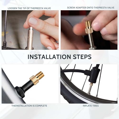 5-Piece Brass Presta to Schrader Valve Adapter Set - Leak-Proof Bike Pump