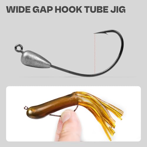 Tube Jig Heads for Bass Fishing - 3/16oz 3/0 Hooks, 15 Pack