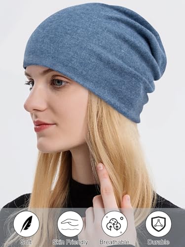 Cotton Slouchy Beanie Hats for Women & Men - Large, Grey/Black/Red/Blue