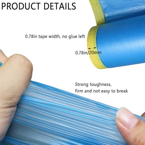 44" x 82' Painters Plastic with Tape, Pre-Taped Masking Film for Spray Painting, Protective Film for Automotive & Home Spray Painting, for Covering Cars, Walls, Windows and Furniture (1, 44" x 82')