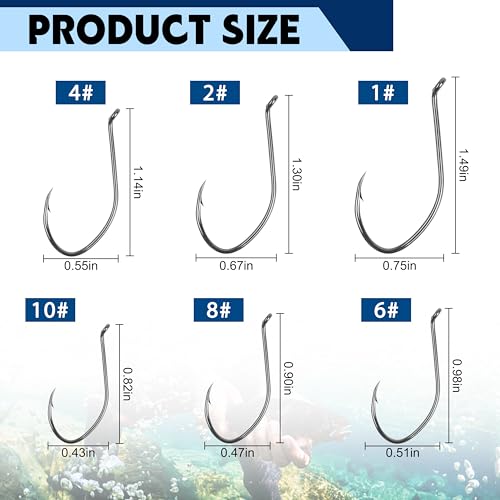 Catfish Hooks - 80pcs Offset Beak Octopus Fishing Hooks 8#