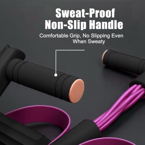 Pedal Resistance Bands with Handles - Durable 6-Tubes, Pink