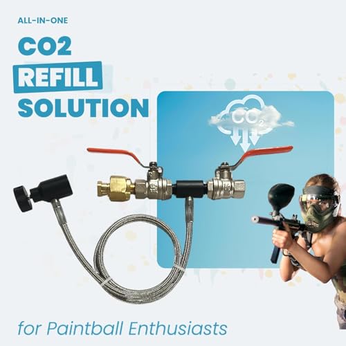 Paintball CO2 Fill Station Kit with 50" Stainless Steel Hose & Dual Valves
