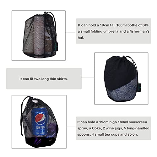 Durable Black Mesh Nylon Stuff Sack - 5pcs Travel Storage Bags (L)