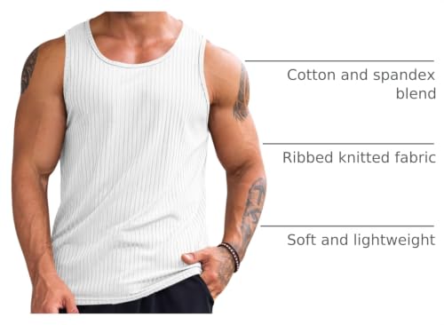 Runcati Men's Ribbed Tank Tops Knit Sleeveless Workout T Shirt