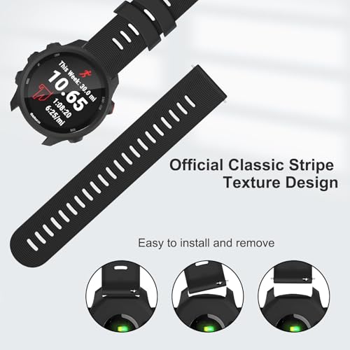 Garmin Forerunner 245 & 55 Silicone Bands - 2 Pack Black/Black