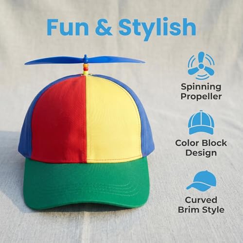 LANMAO Green Brim Propeller Hat Adult Baseball Cap - Funny Helicopter Spinny Hat for Men Women, Party & Outdoor Fun