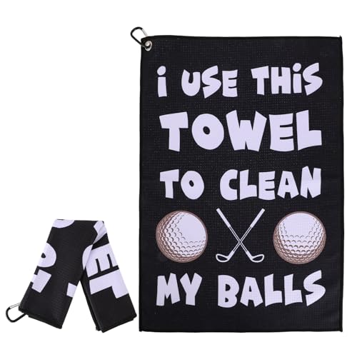 Funny Golf Towel for Men - Microfiber with Clip, 15.75" x 23.62"