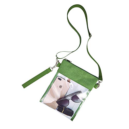 Clear Crossbody Bag - Stadium Approved Transparent Purse - Green