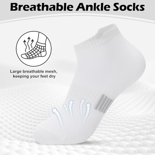Womens Athletic Ankle Socks - Low Cut, 8 Pairs - Black & Gray