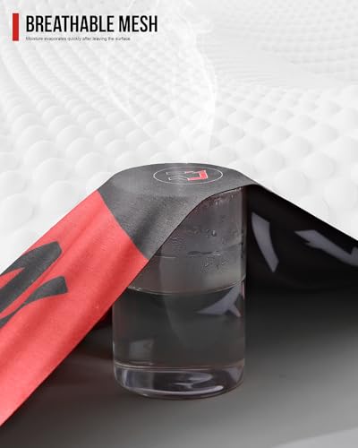 UPF 50+ Cooling Neck Gaiter and Arm Sleeves Set - Large Black & Red